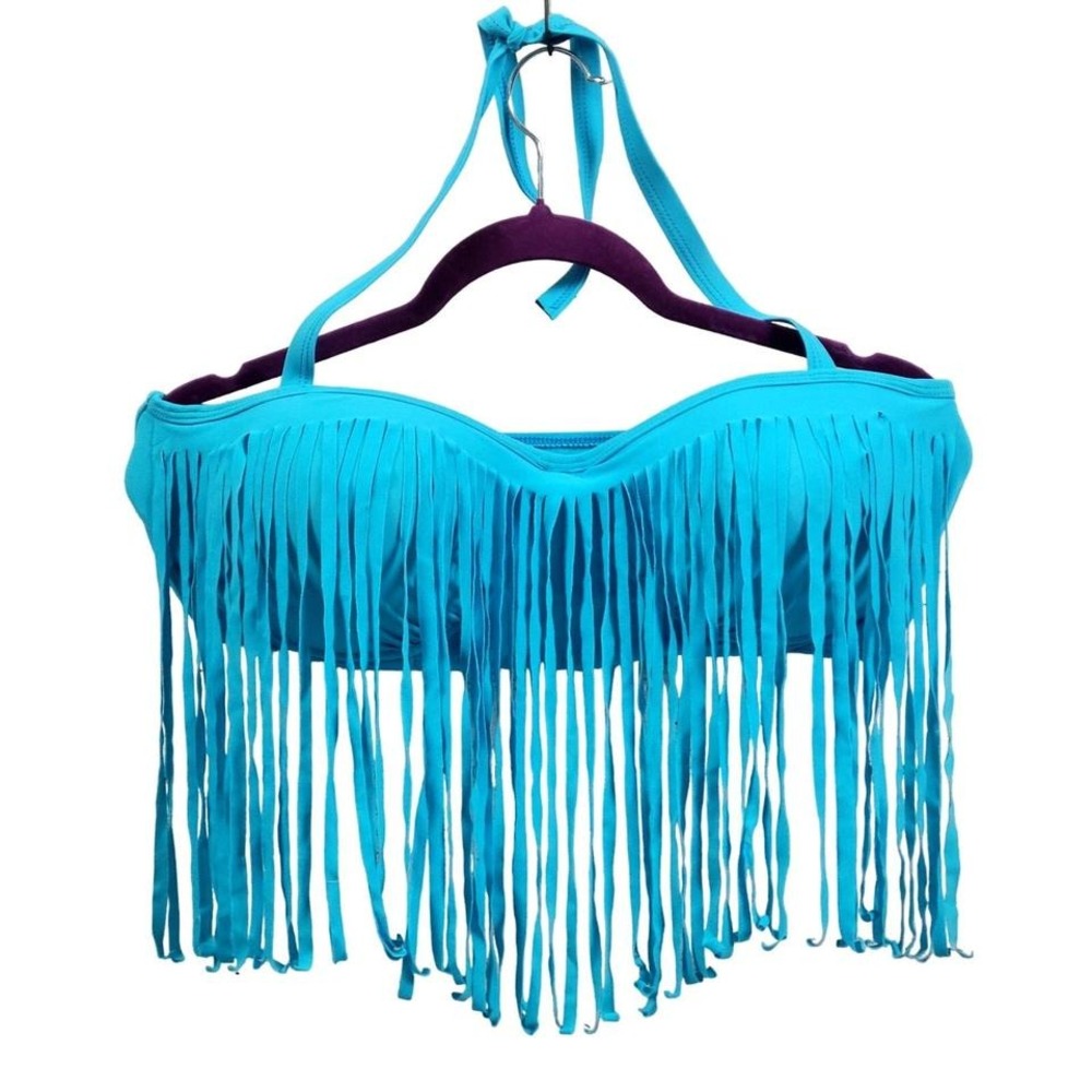 Water Princess Strapless Swim Top Size 2XL Aqua Strapless with fringe‎